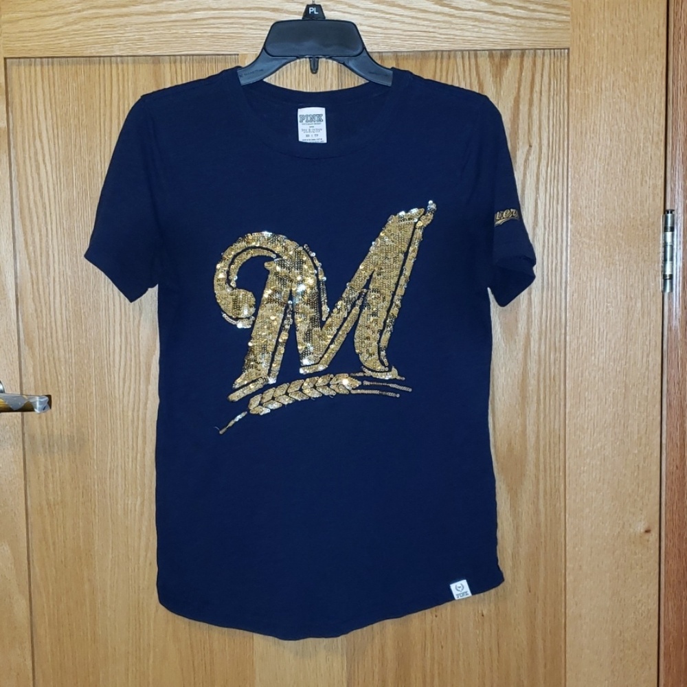 VS PINK - Milwaukee Brewers sequin navy blue top